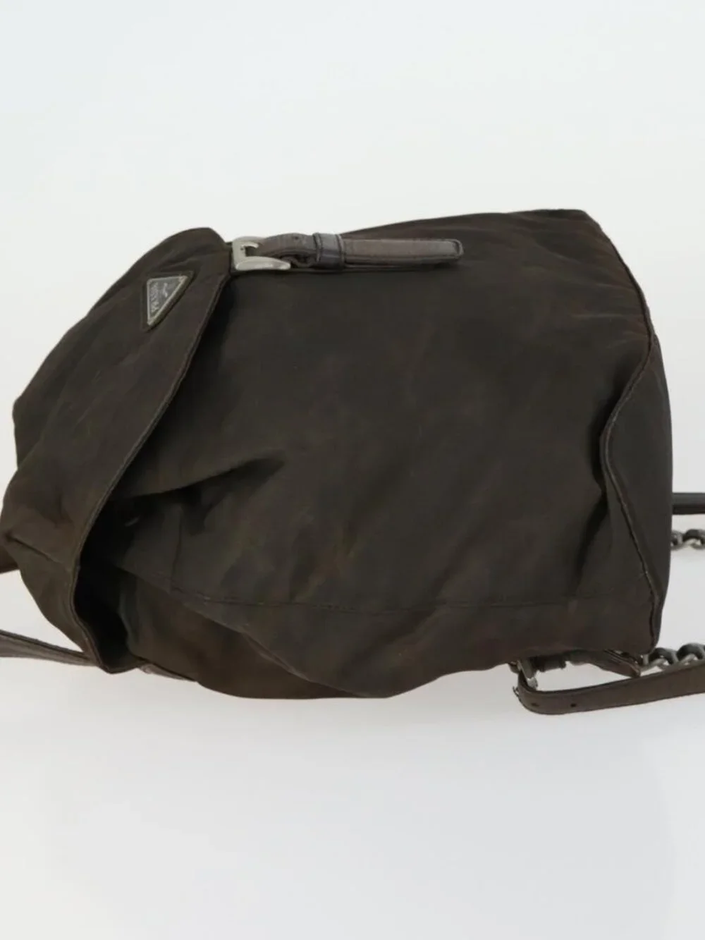 PRADA Backpack Nylon Brown Silver Auth 151544